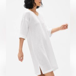 Organic Cotton Gauze Striped V-Neck Dress